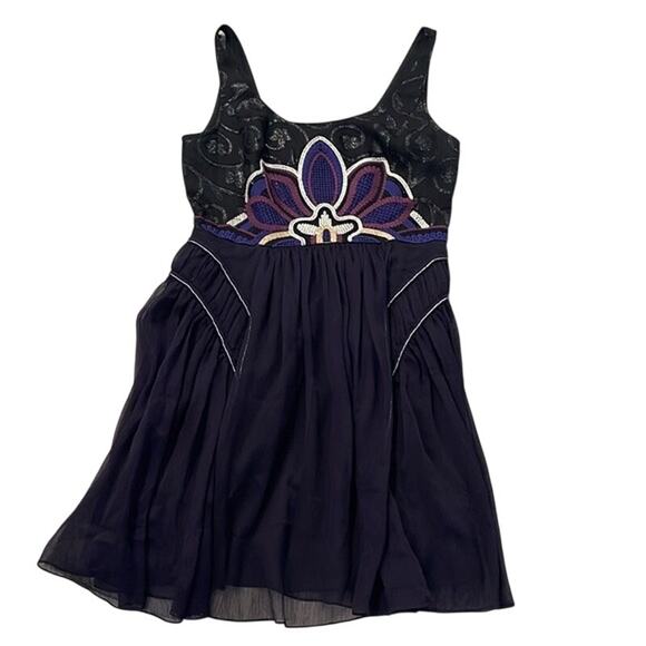 FREE PEOPLE LOTUS POND EMBELLISHED FIT & FLARE DRESS PURPLE NWOT Sz:XS Ret$400 - Picture 7 of 8